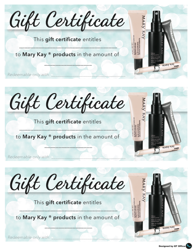 Mary Kay Gift Certificate Template